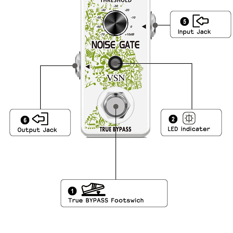 VSN Noise Gate Pedal, Noise Killer Guitar Pedal Noise Suppressor Effect 2 Modes for Electric Guitar and Bass True Bypass - Image 3